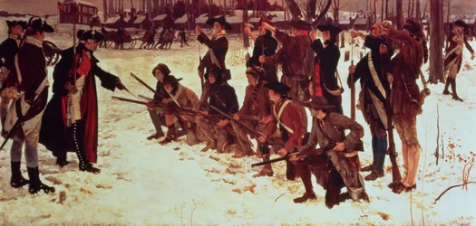 Baron von Steuben wierci amerykańskich rekrutów w Valley Forge w 1778, 1911